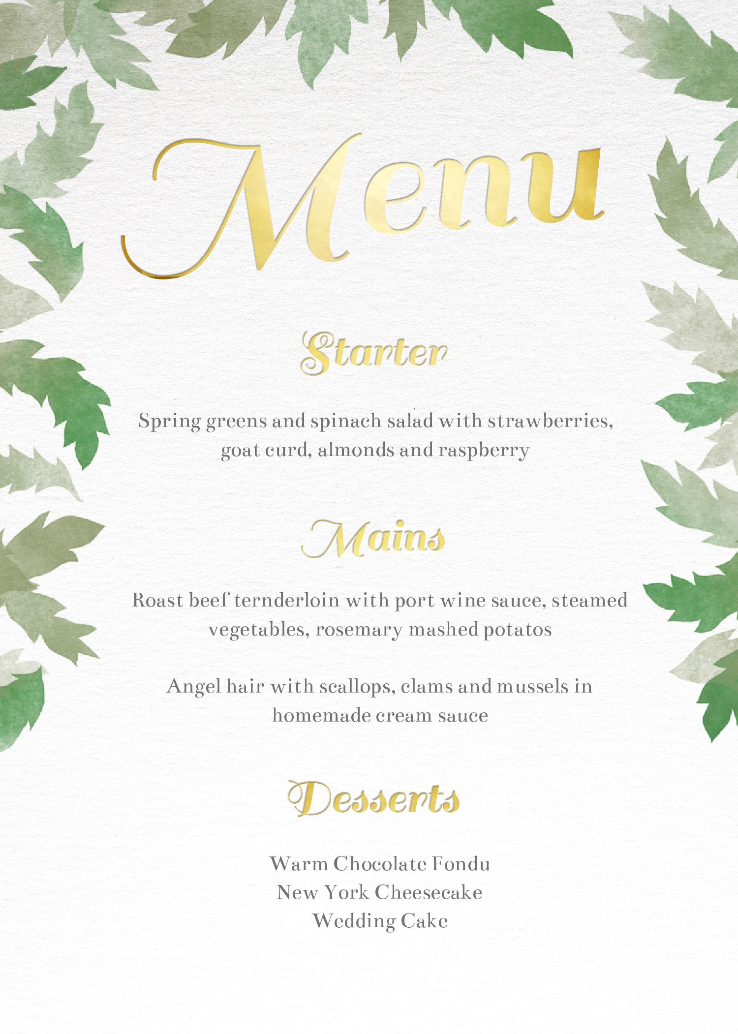 Wedding Menu & Wedding Menu Ideas