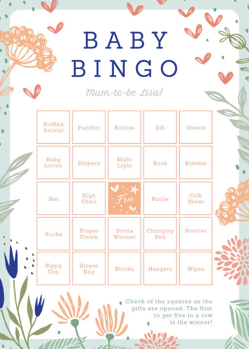 Floral Bingo Digital Printing Baby Shower Games