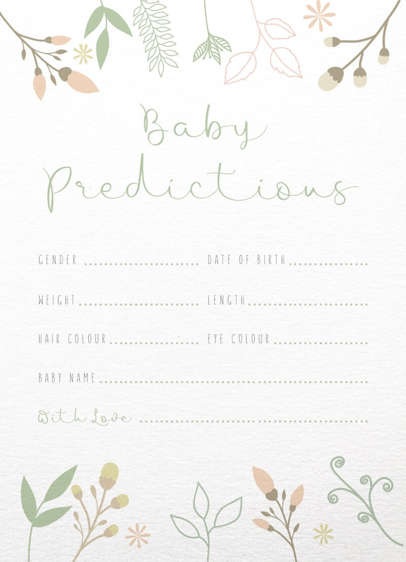 Baby Predictions Real Foil Baby Shower Games