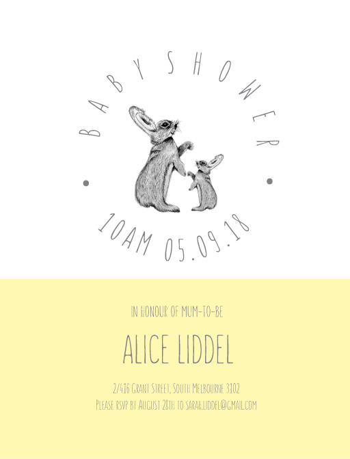 Baby Bunny Digital Printing Baby Shower Invitations