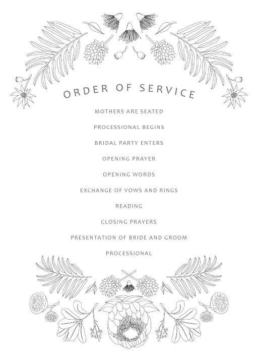 Australian Native Colour In Digital Printing Wedding Programs