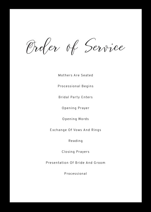 Order Of Service & Wedding Order Of Service