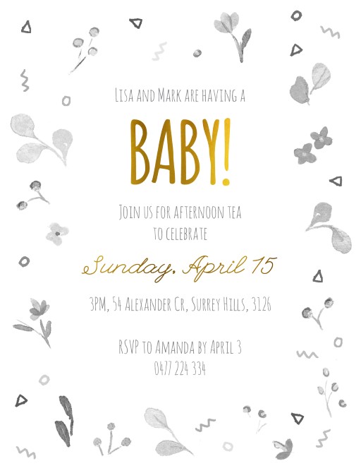 Baby Shower Invitations Customise Print Online With Paperlust