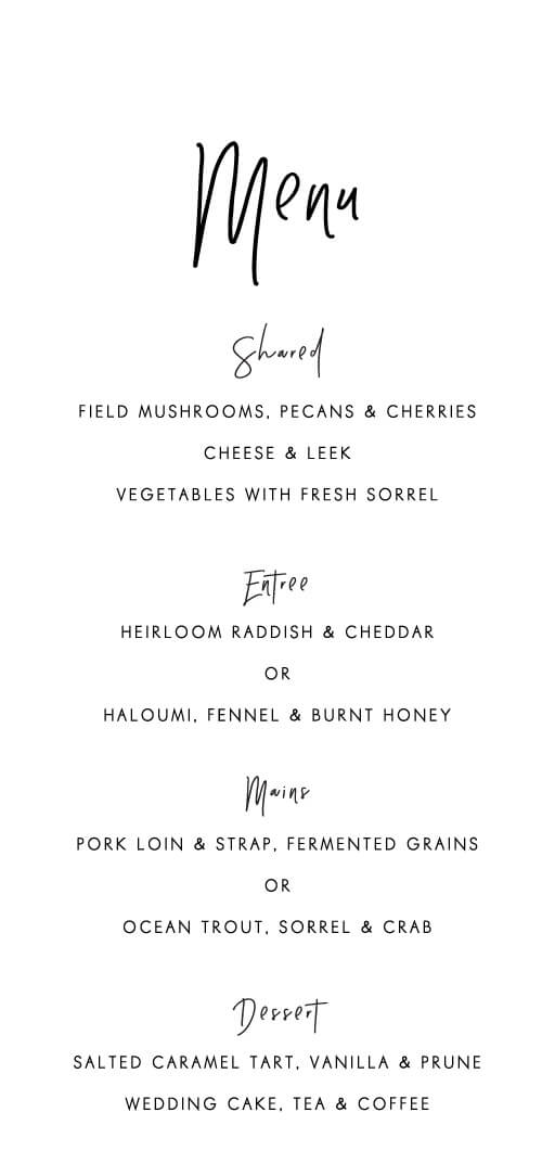 Wedding Menus 