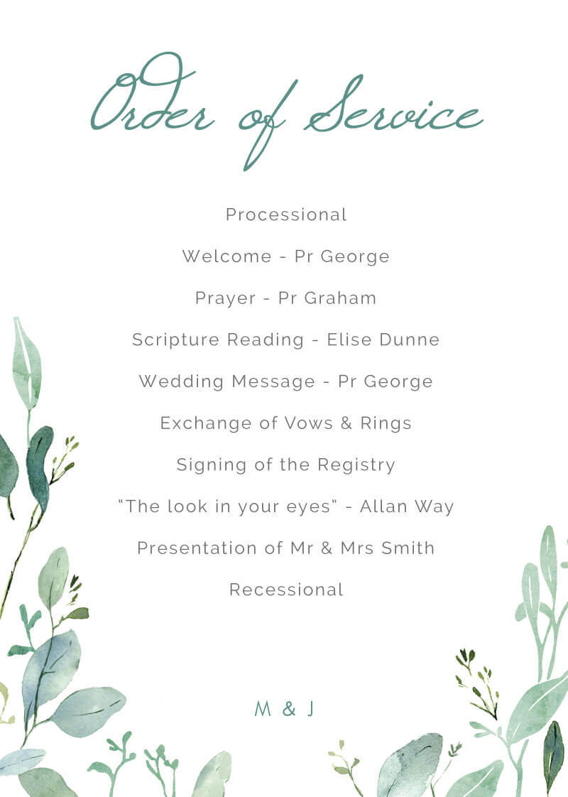 Botanical Geo Digital Printing Wedding Programs