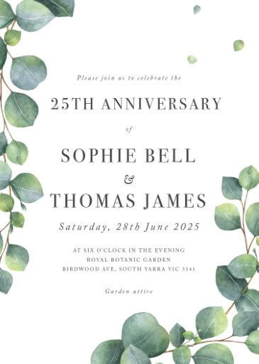 Wedding Anniversary Invitations Designs By Australian Designers