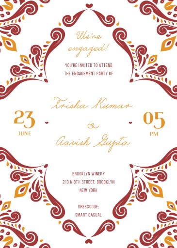 Pack of 100 Design Code: ENG 003 Personalised Engagement Invitations